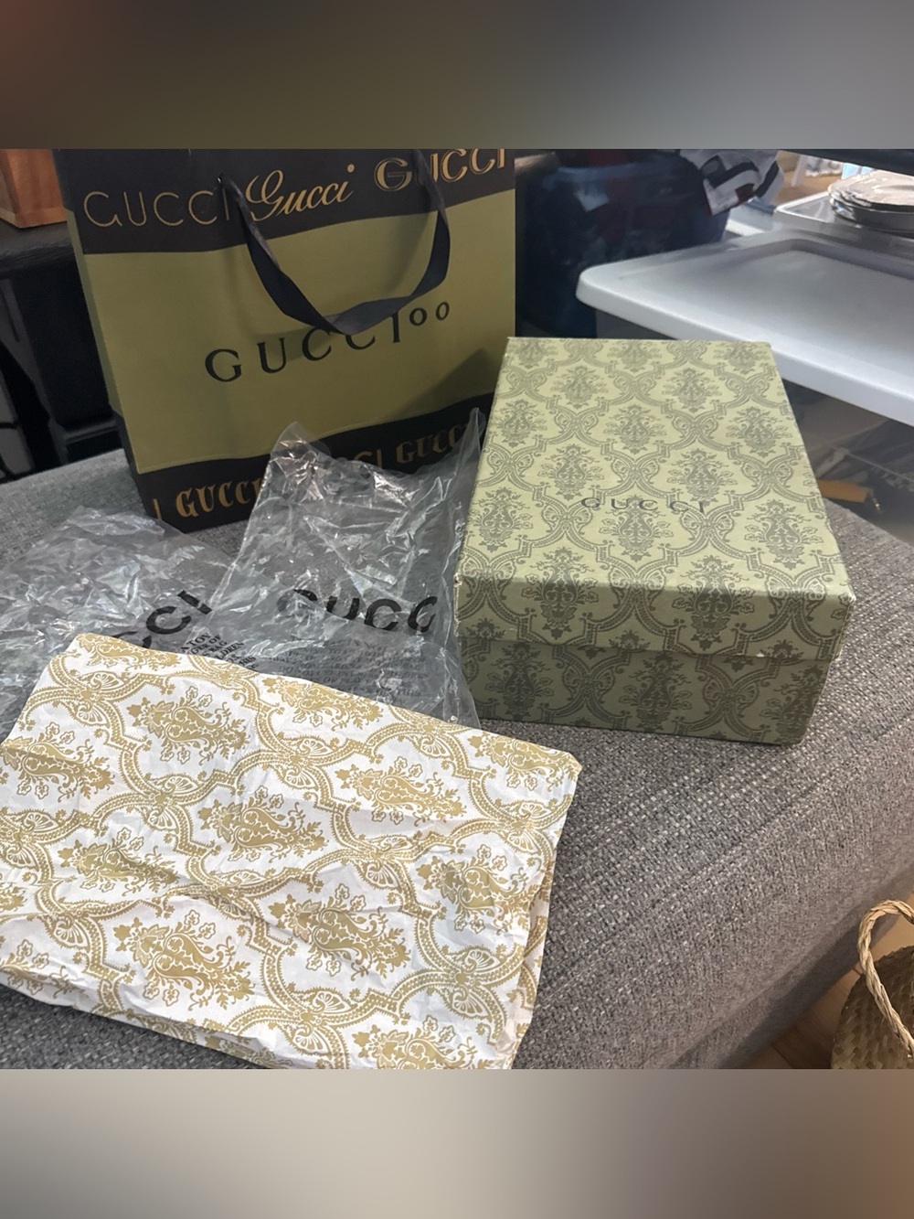 Gucci Shoe Box And Shopping Bag Lot